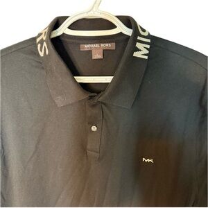 MICHAEL KORS Men’s Black Polo Collar Logo Short Sleeve Size Large